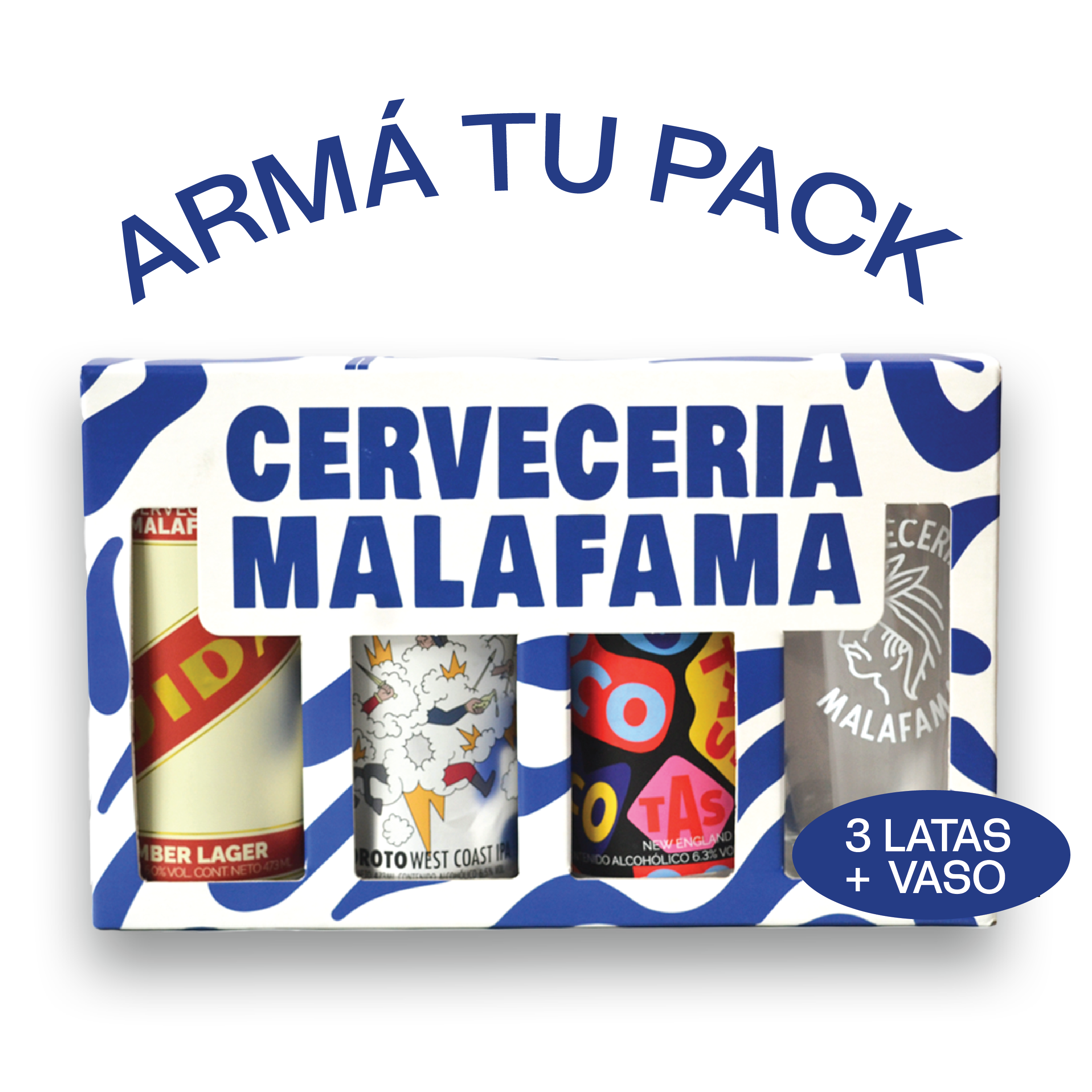 Pack 3 latas + vaso